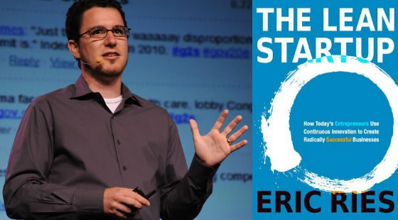 Eric Ries and the cover of his book The Lean Startup